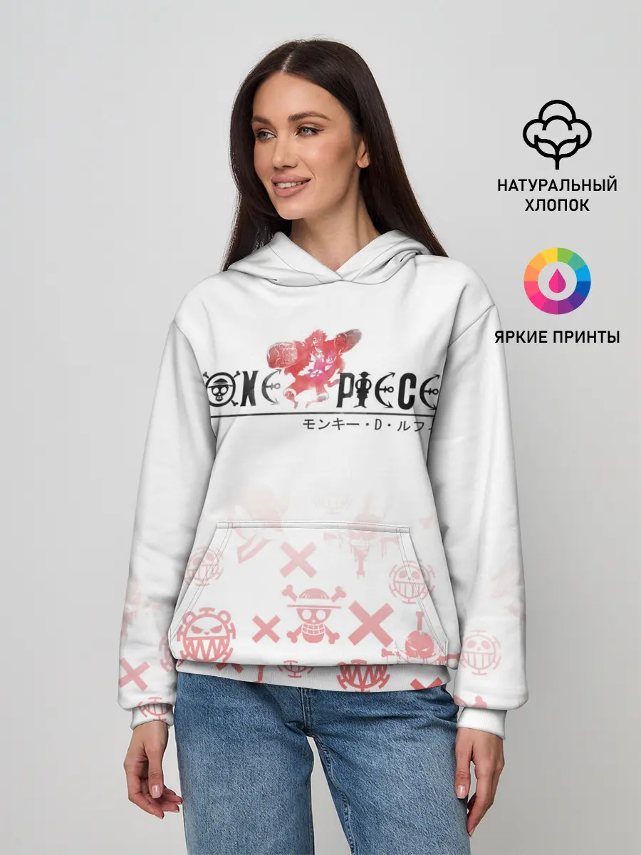 Женское худи / One Piece. резиновый Луффи