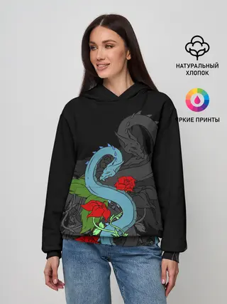 Женское худи / Дракон и Розы