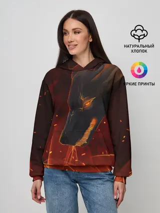Женское худи / ОГНЕНЫЙ ВОЛК, 3d