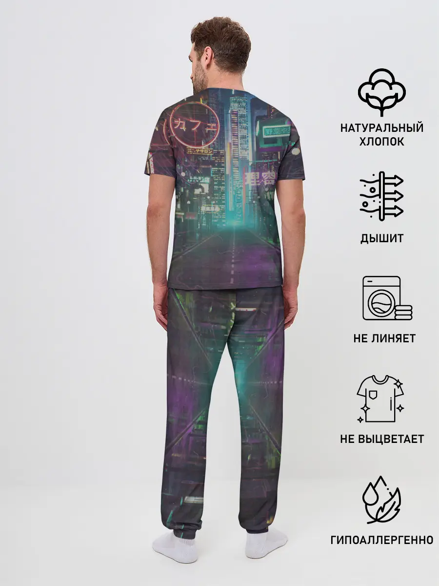 Мужская пижама с брюками / Neon Tokyo