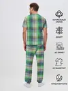 Мужская пижама с брюками / Зеленый клетчатый узор