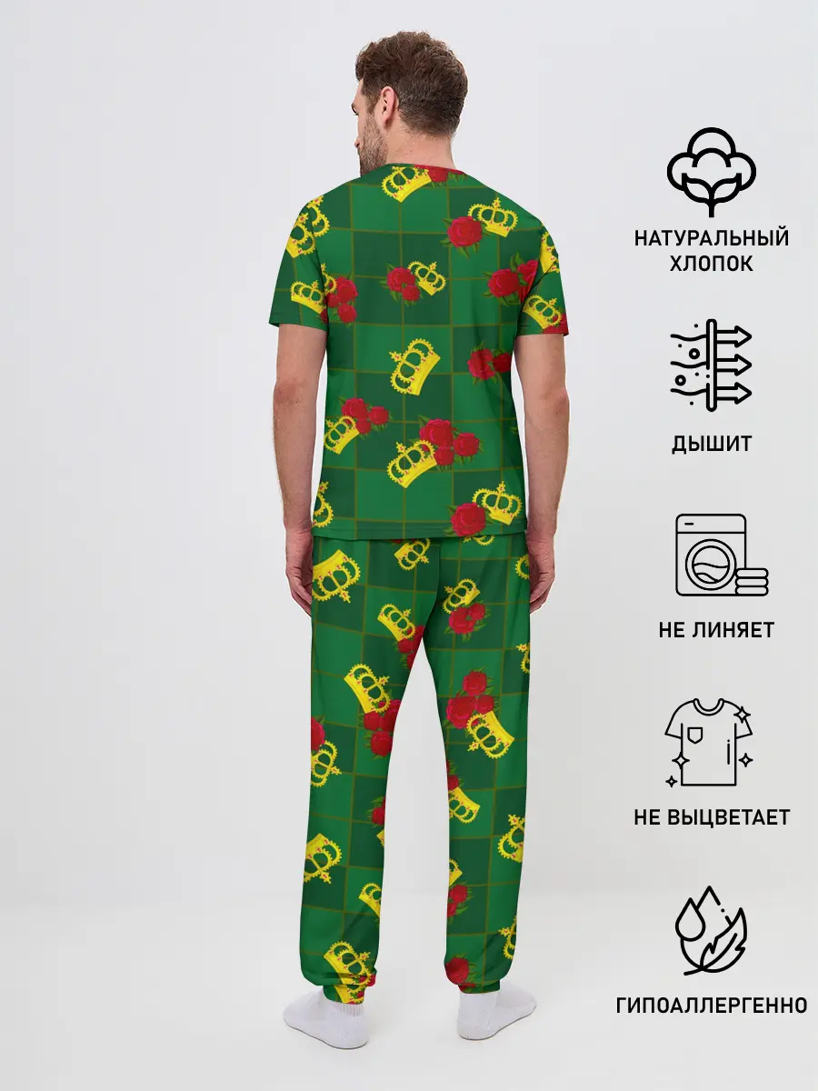 Мужская пижама с брюками / Короны и розы