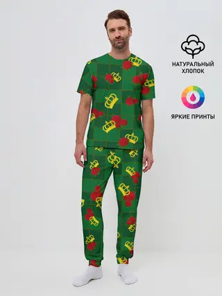 Мужская пижама с брюками / Короны и розы