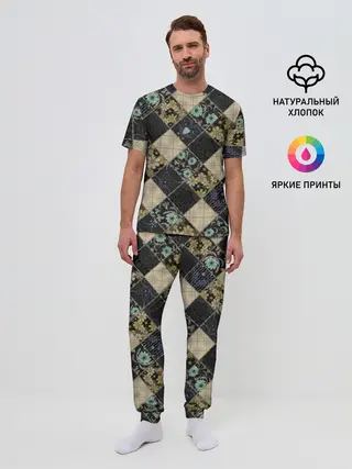 Мужская пижама с брюками / Лоскутное шитье