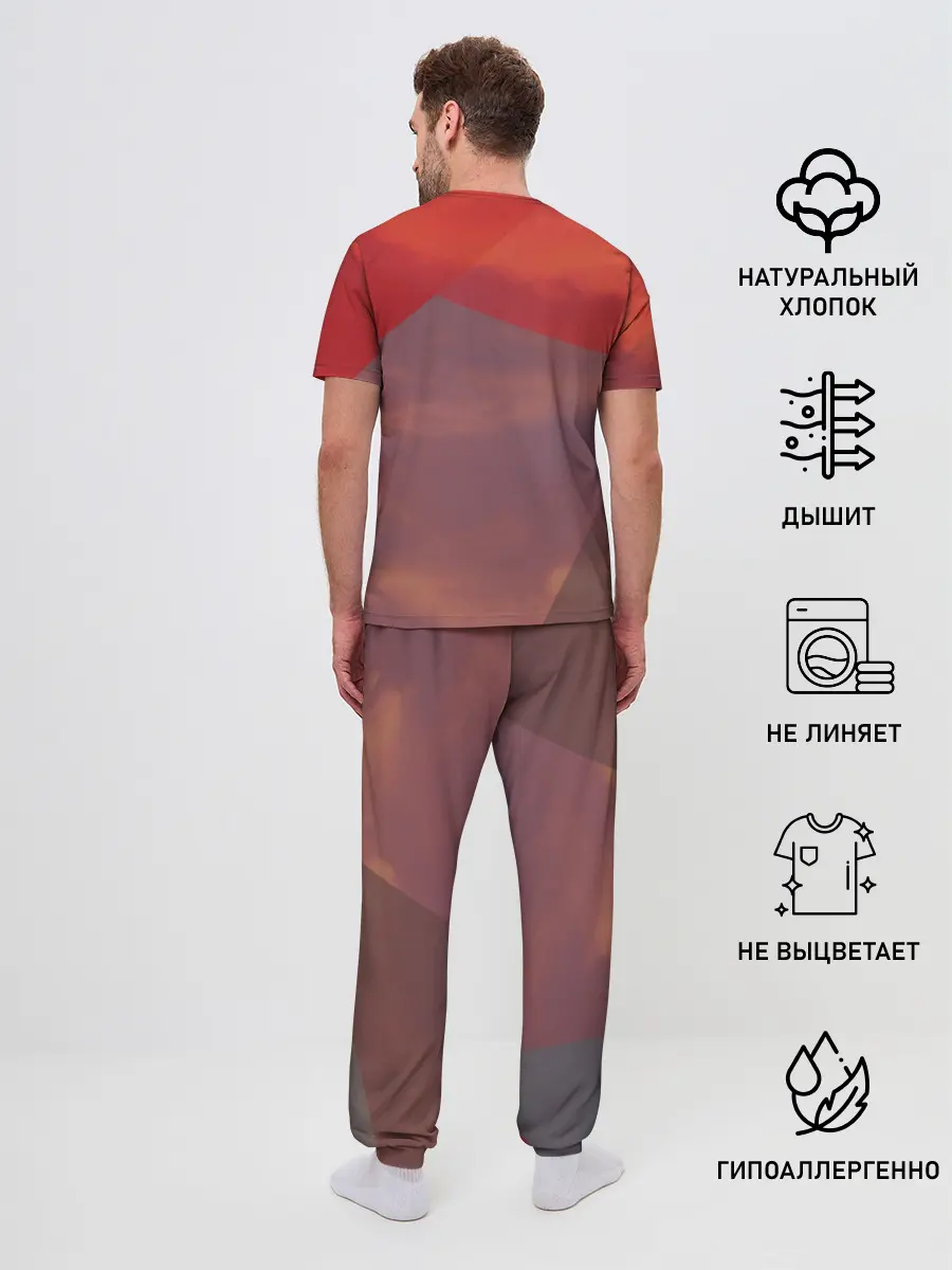 Мужская пижама с брюками / Misato Katsuragi на красном