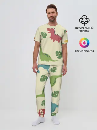 Мужская пижама с брюками / Динозаврики