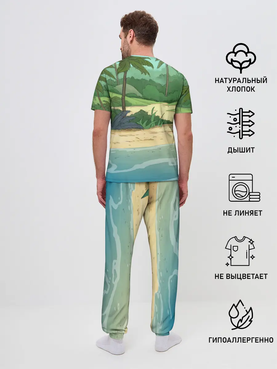 Мужская пижама с брюками / Bears on the beach