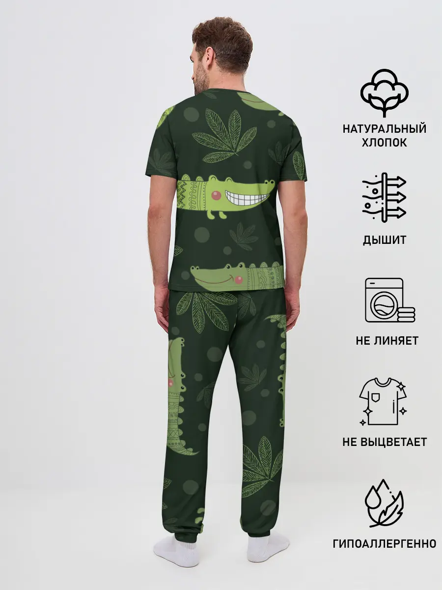 Мужская пижама с брюками / Милый крокодил