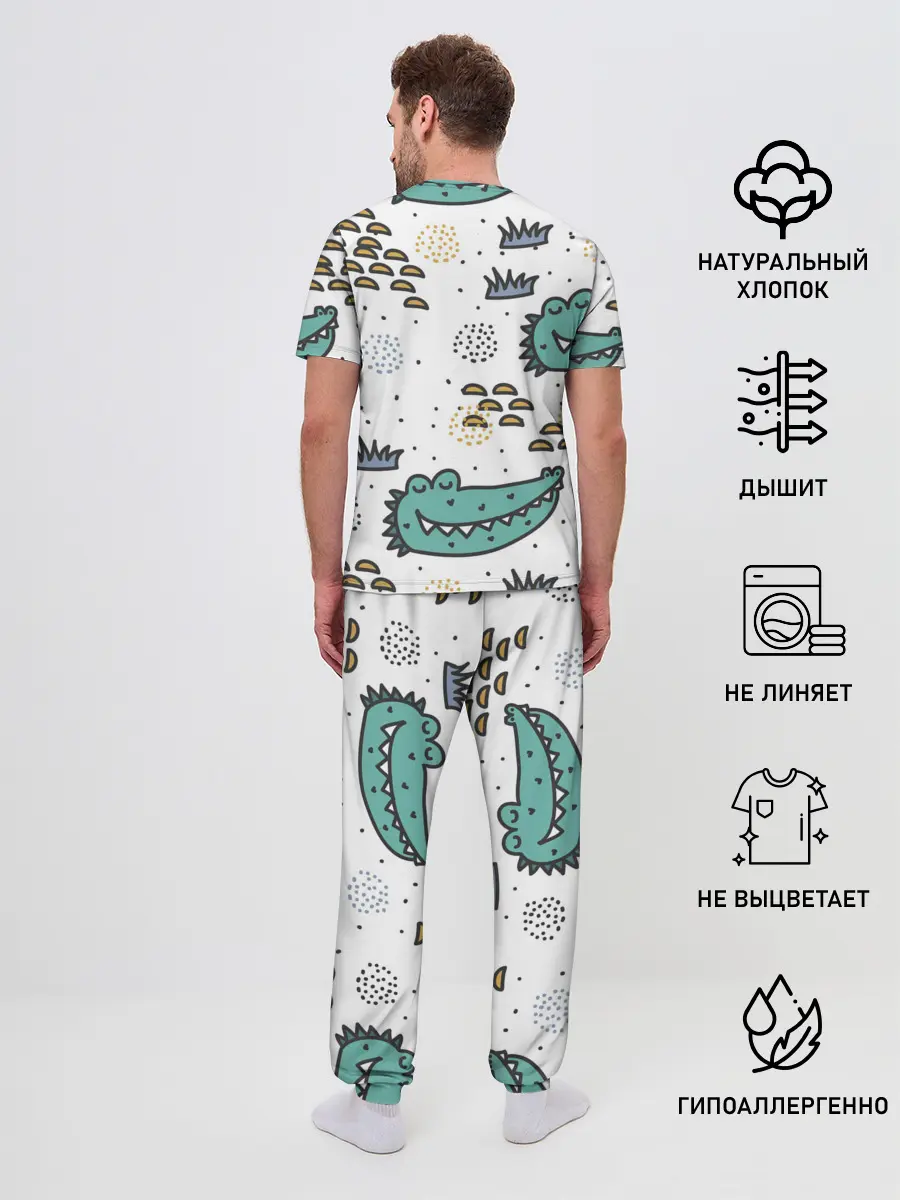Мужская пижама с брюками / Милый крокодил