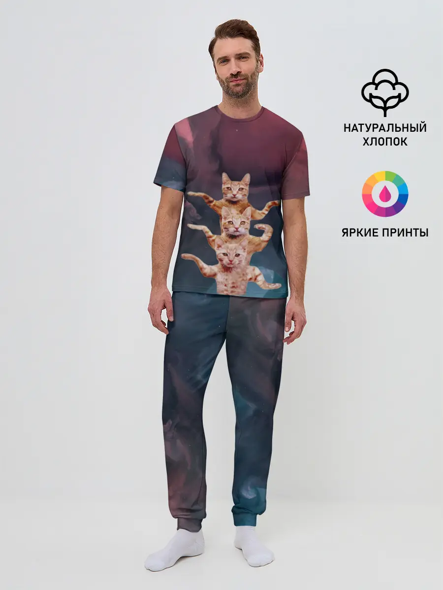 Мужская пижама с брюками / Танцующие коты