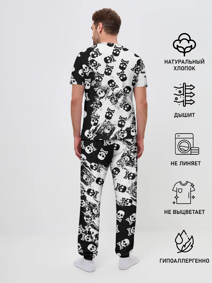 Мужская пижама с брюками / Черепа