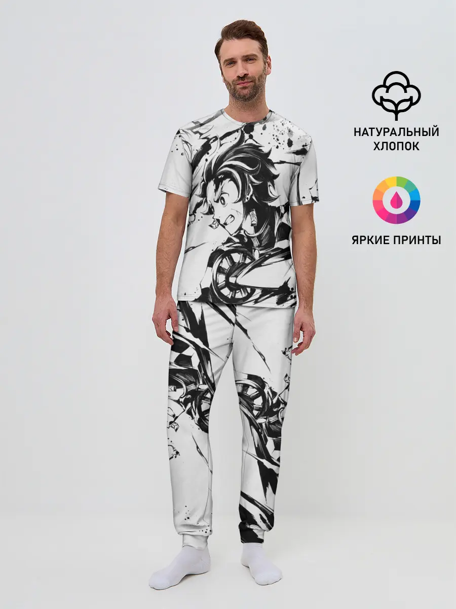 Мужская пижама с брюками / KIMETSU NO YAIBA TANJIRO KAMADO