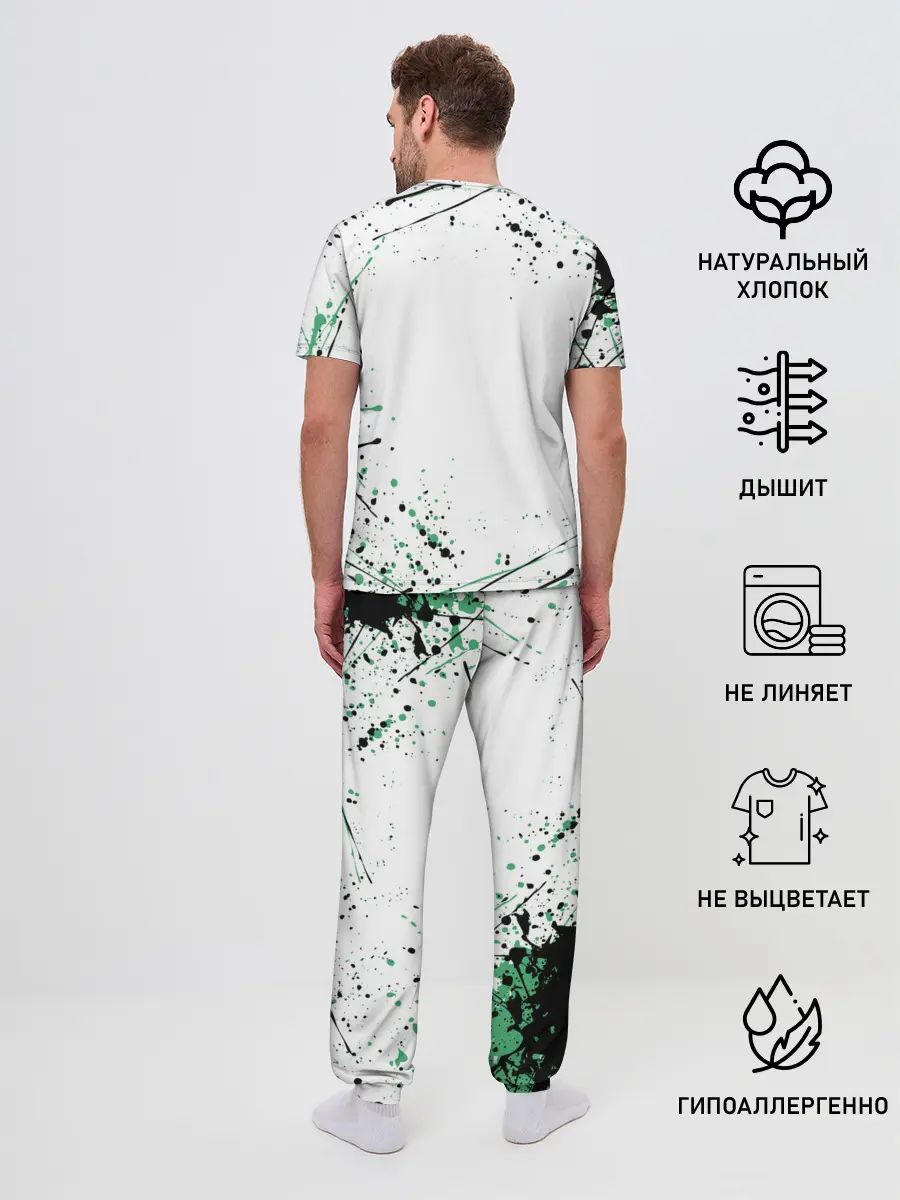 Мужская пижама с брюками / Брызги красок Demon Slayer