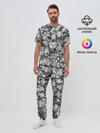 Мужская пижама с брюками / Ахегао с щупальцами