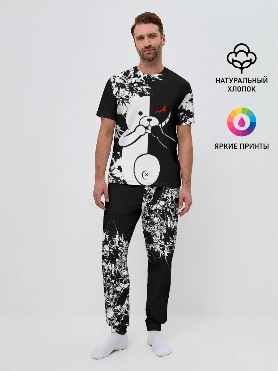 Мужская пижама с брюками / MONOKUMA держит руки