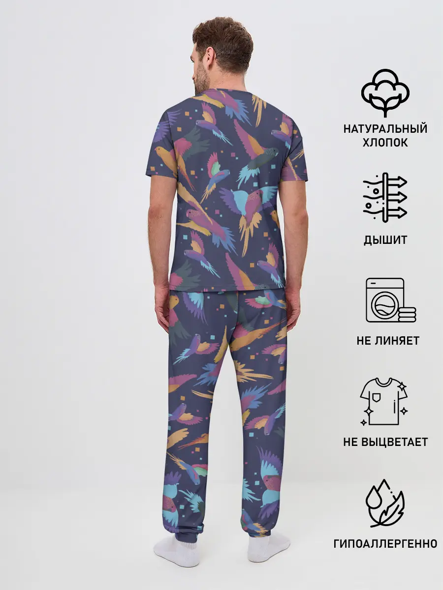 Мужская пижама с брюками / Райские попугаи