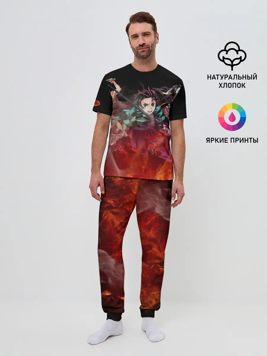 Мужская пижама с брюками / Kimetsu no Yaiba в пламени