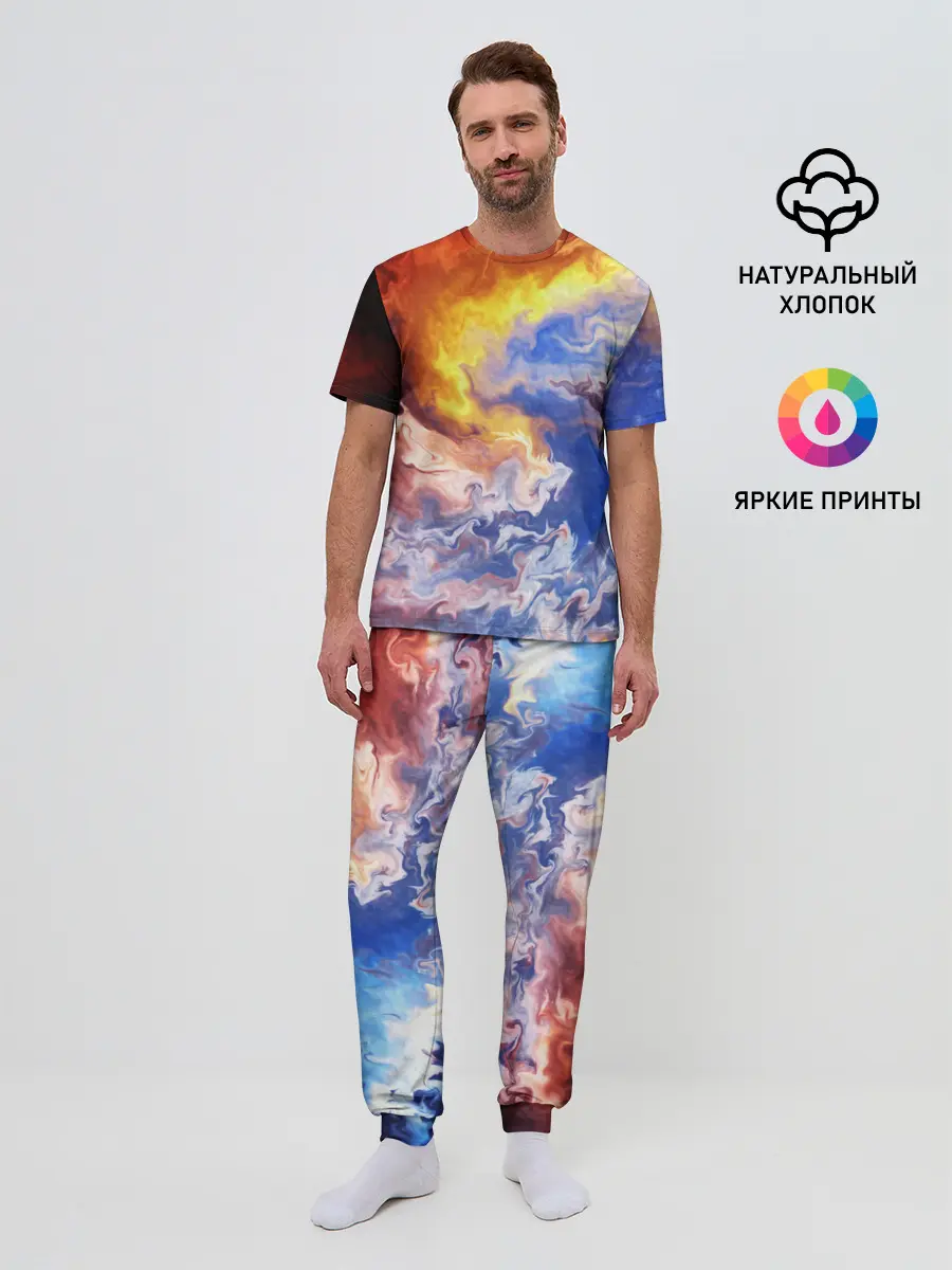 Мужская пижама с брюками / Краски