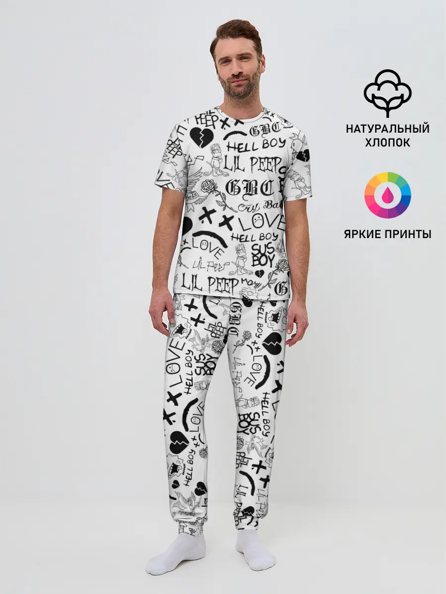 Мужская пижама с брюками / LIL PEEP | ЛИЛ ПИП LOGOBOMBING