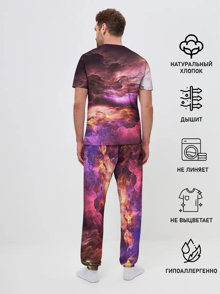 Мужская пижама с брюками / закат абстракция