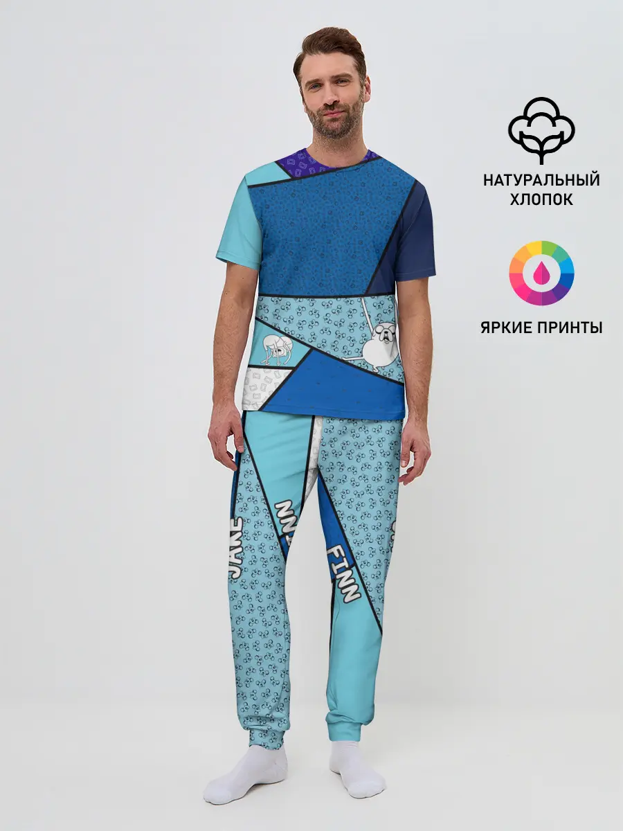 Мужская пижама с брюками / Finn&Jake. Geometric