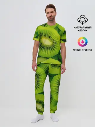 Мужская пижама с брюками / Зеленый киви