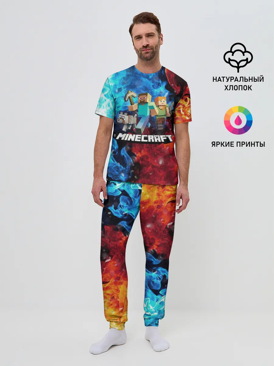 Мужская пижама с брюками / Minecraft / Майнкрафт