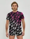 Мужские трусы с футболкой / Розовобелый паттерн джоджо