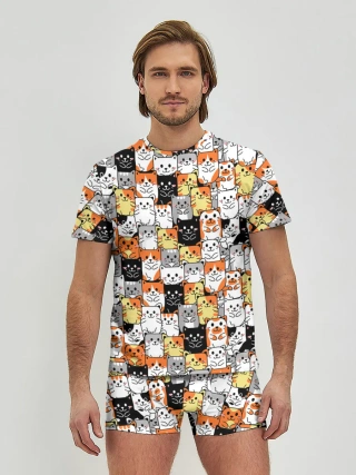 Мужские трусы с футболкой / Котики