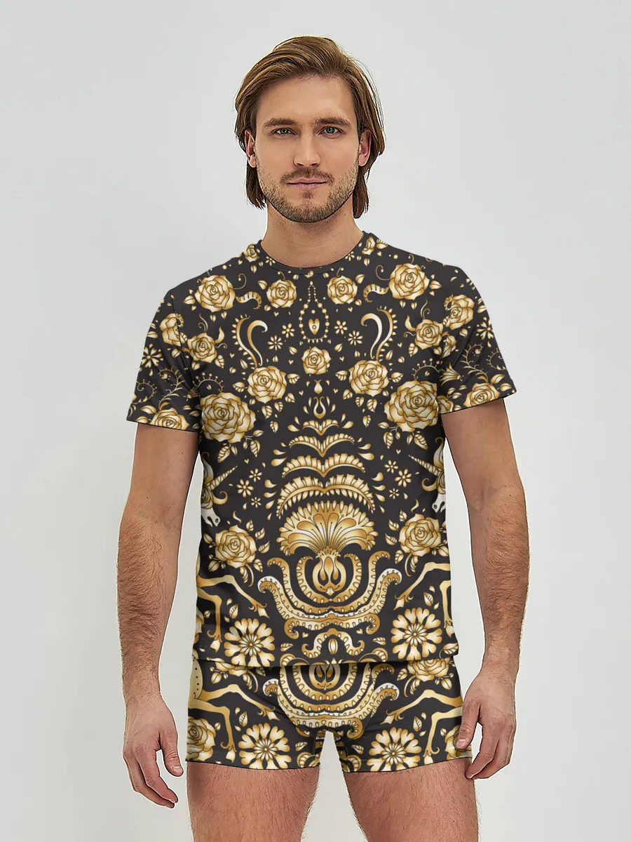 Мужские трусы с футболкой / Gold & Black