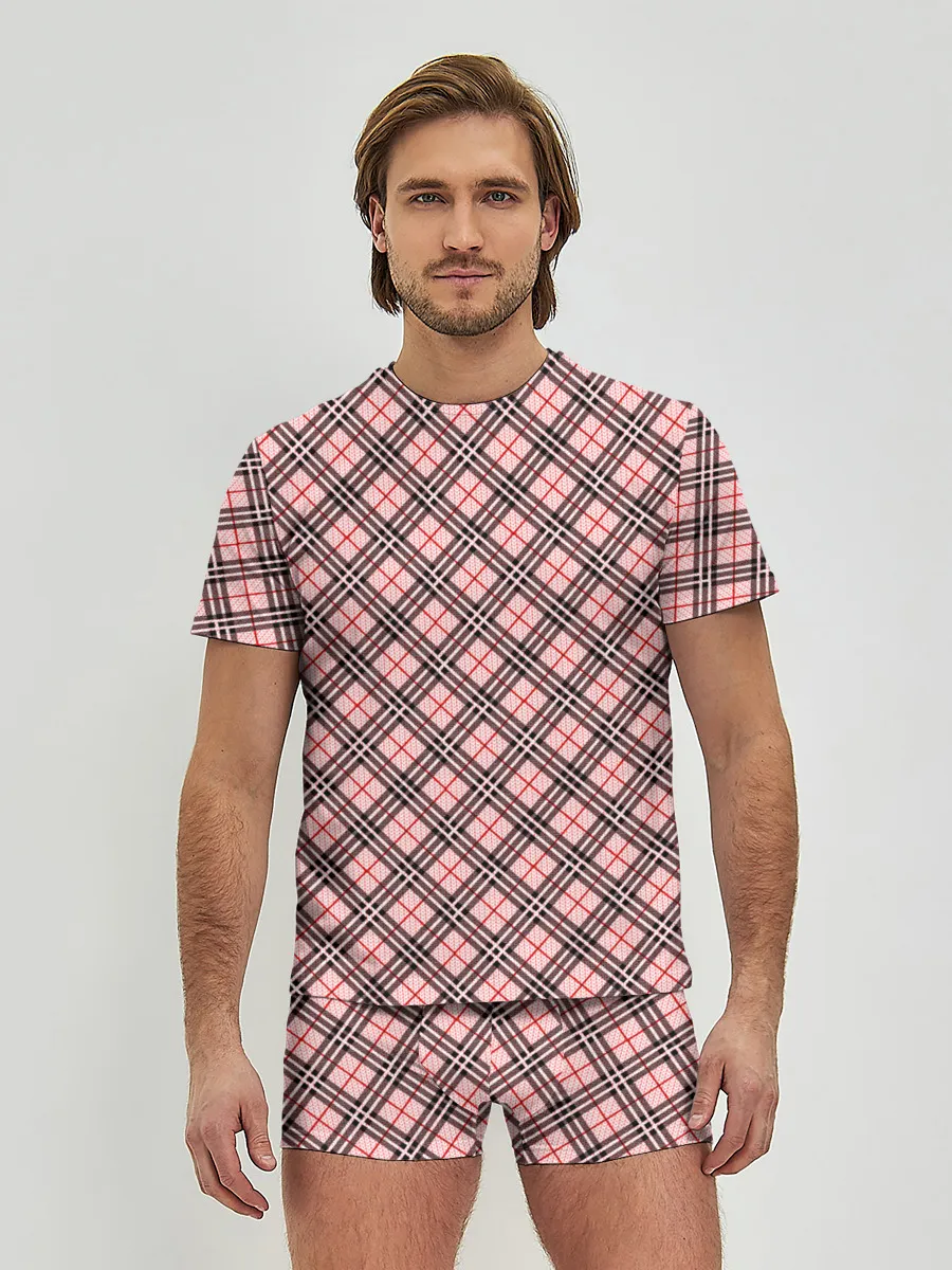 Мужские трусы с футболкой / Костюм в клетку