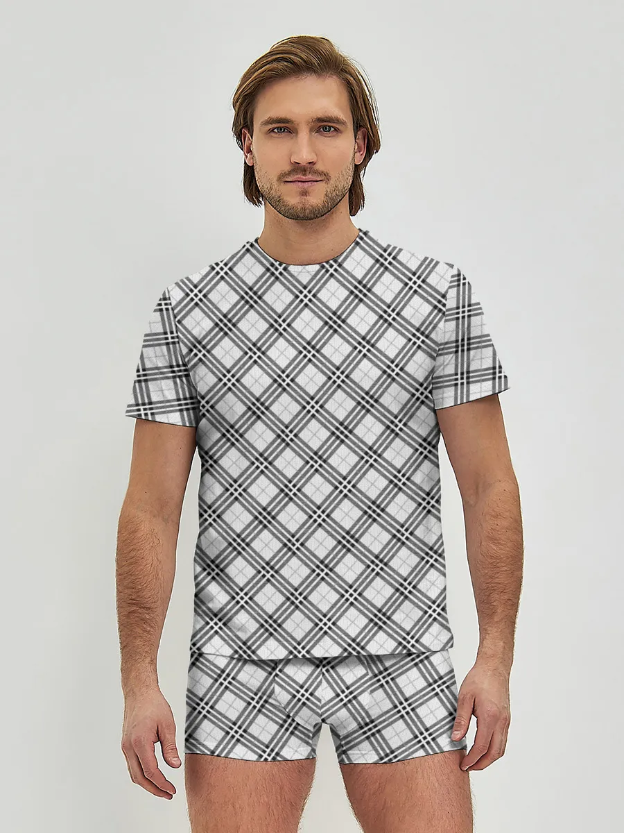 Мужские трусы с футболкой / Костюм в клетку