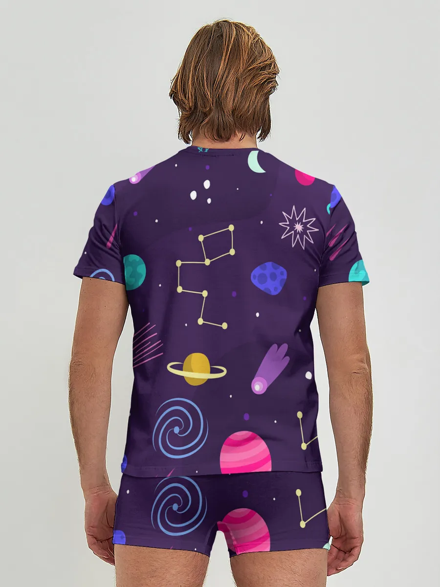 Мужские трусы с футболкой / Космический пейзаж