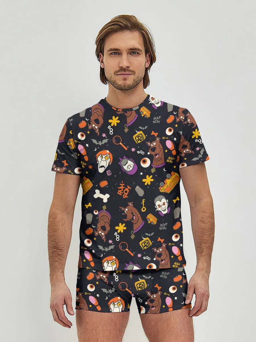 Мужские трусы с футболкой / Скуби-Ду Хэллоуин паттерн