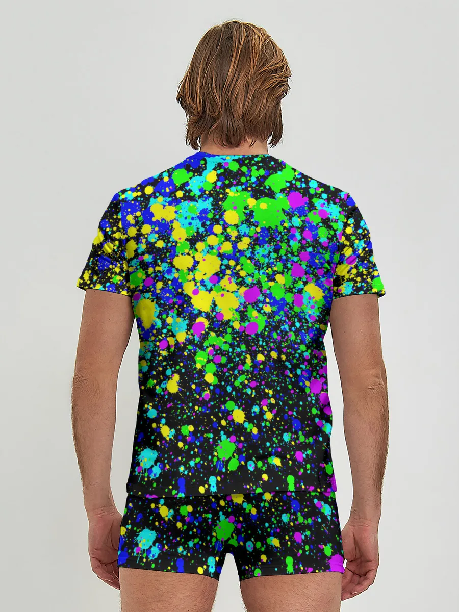 Мужские трусы с футболкой / Неоновые краски лета