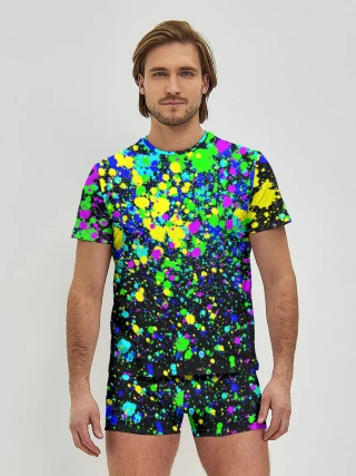 Мужские трусы с футболкой / Неоновые краски лета