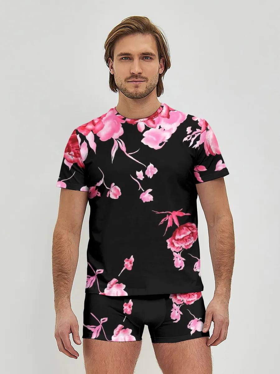 Мужские трусы с футболкой / Цветы