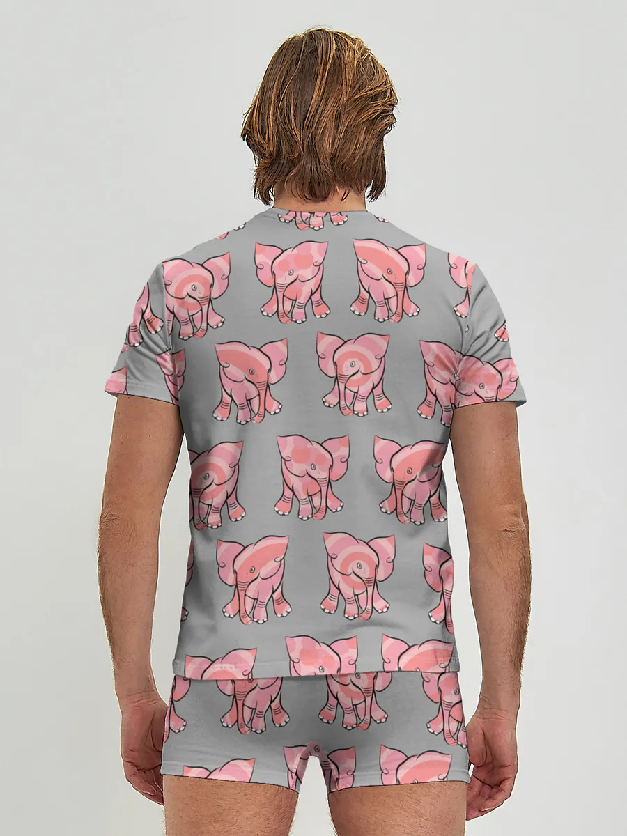 Мужские трусы с футболкой / РОЗОВЫЕ СЛОНИКИ ПАТТЕРН