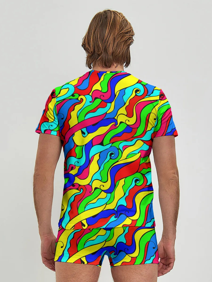 Мужские трусы с футболкой / Красочные узоры/абстракционизм