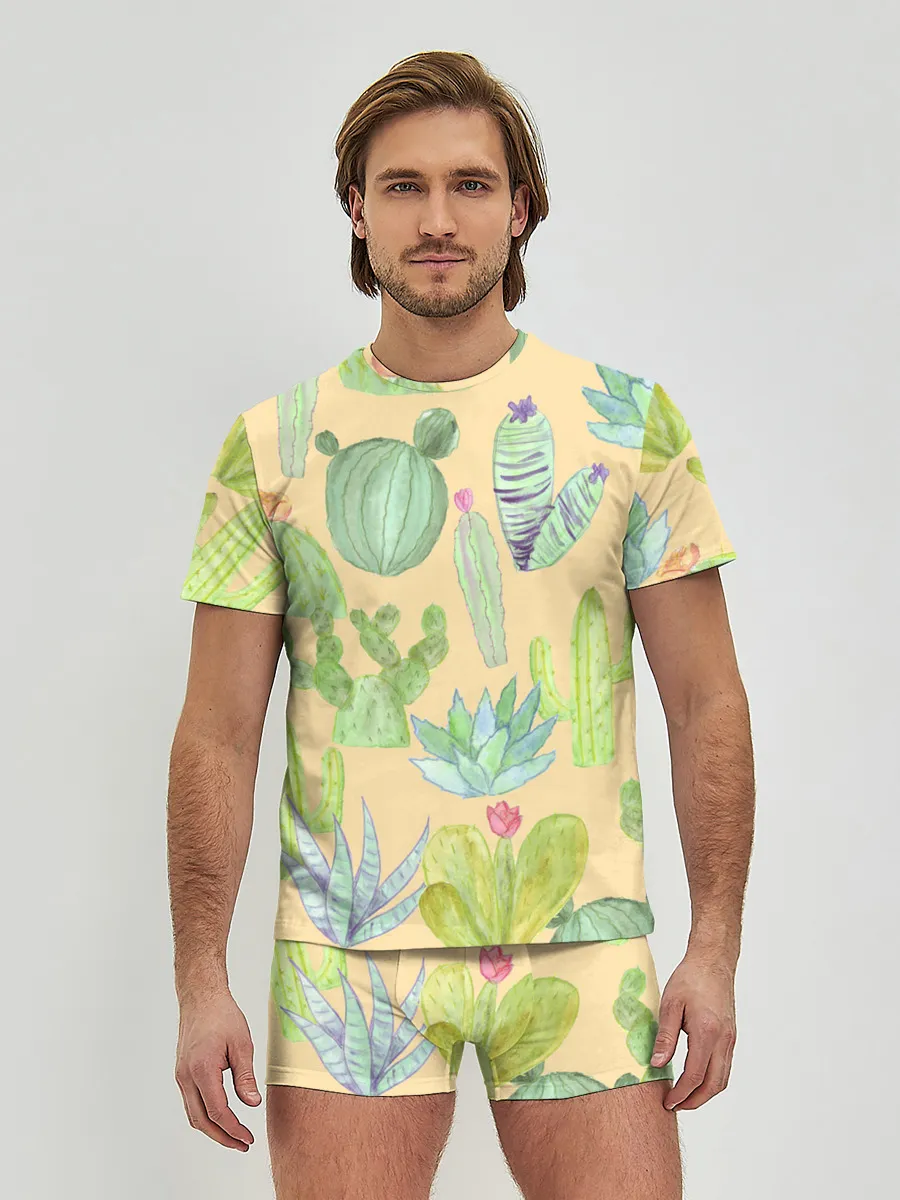 Мужские трусы с футболкой / Кактусы в пустыне