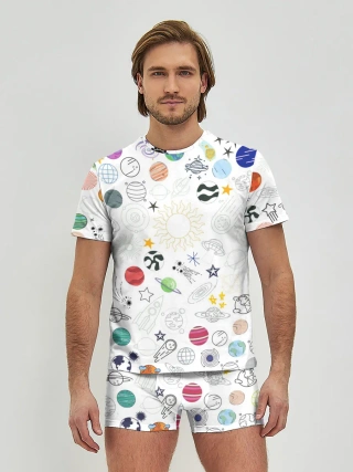 Мужские трусы с футболкой / космос