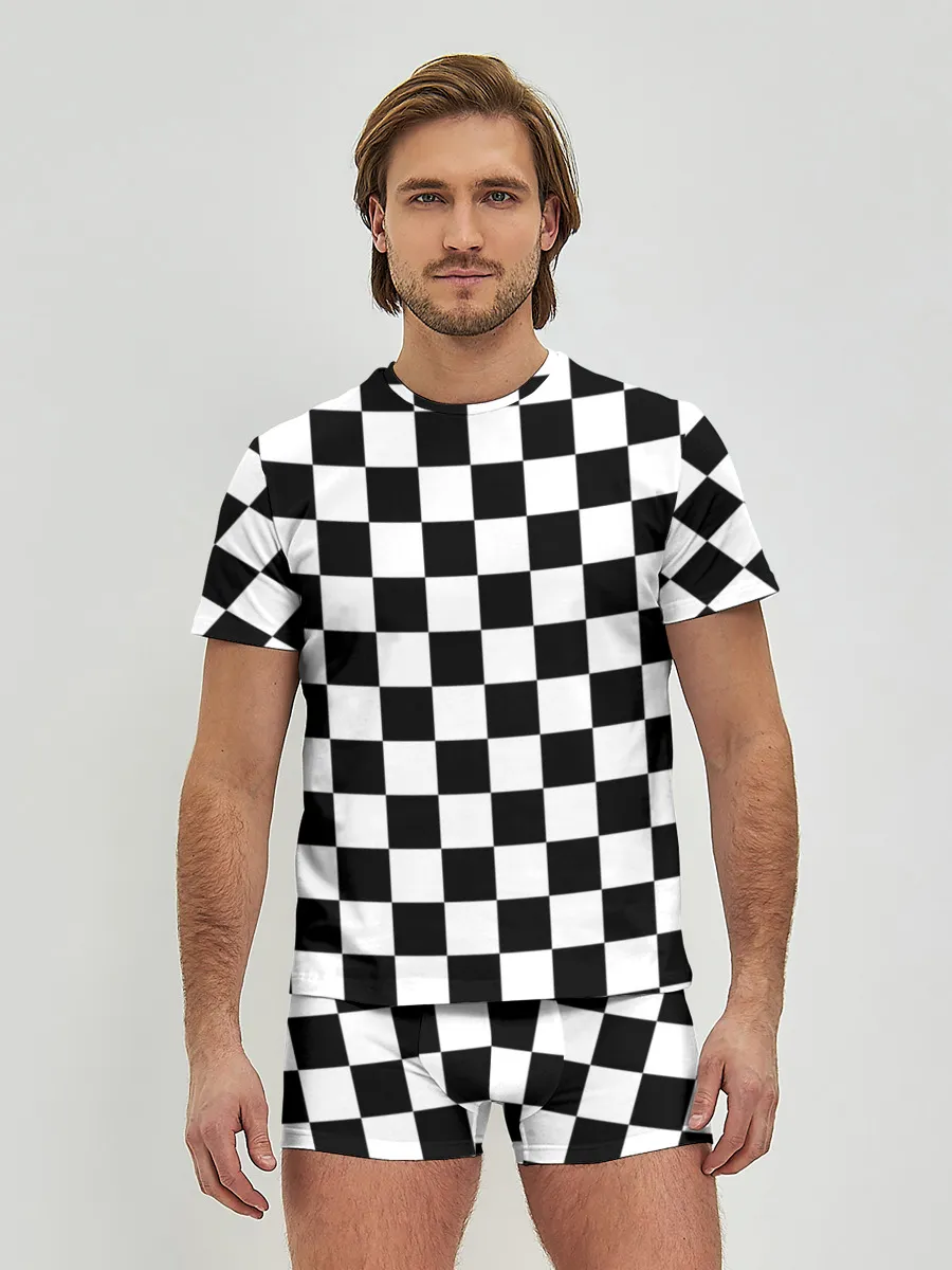 Мужские трусы с футболкой / Шахматка