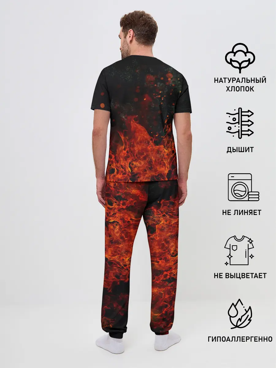 Мужская пижама с брюками / Олень в горящем лесу Сибири