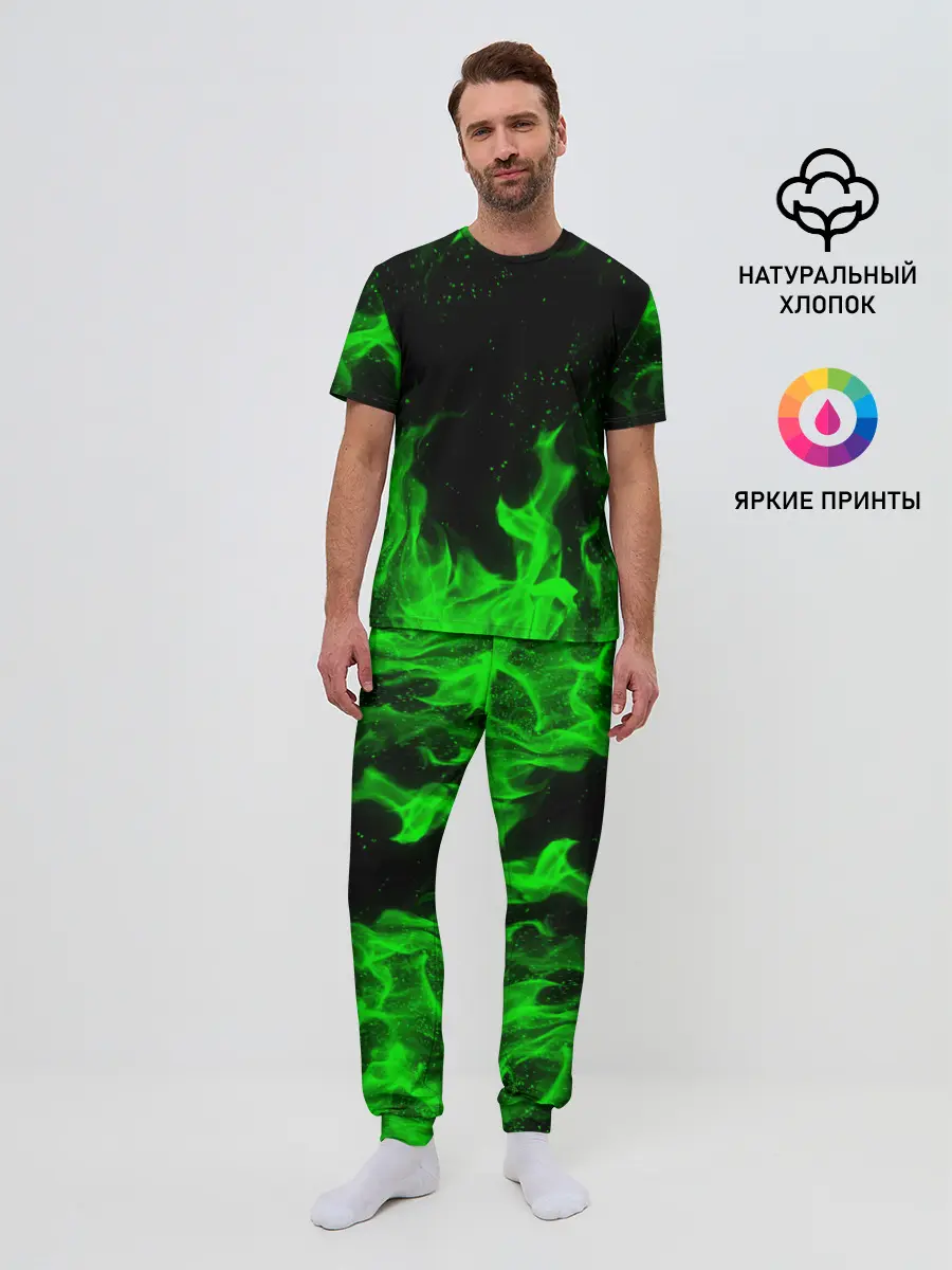 Мужская пижама с брюками / ЗЕЛЁНЫЙ ОГОНЬ | GREEN FIRE