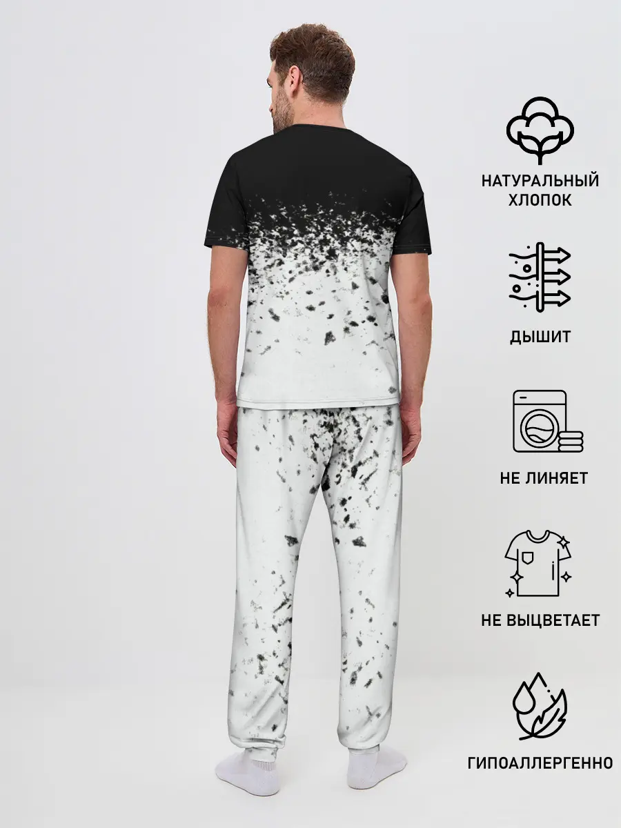 Мужская пижама с брюками / чб спрей оверлорд