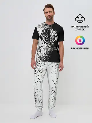 Мужская пижама с брюками / чб спрей оверлорд