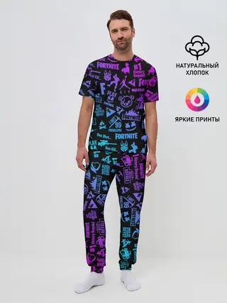 Мужская пижама с брюками / FORTNITE NEON | ФОРТНАЙТ НЕОН