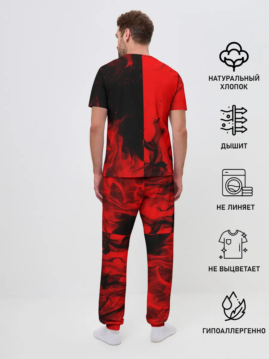 Мужская пижама с брюками / BLACK RED FIRE
