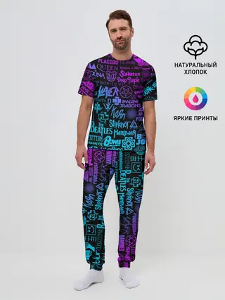 Мужская пижама с брюками / ЛОГОТИПЫ РОК ГРУПП