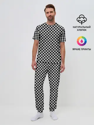 Мужская пижама с брюками / Checkerboard Color